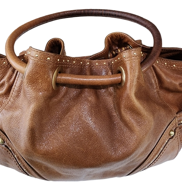Cole Haan 100% Leather Brown Village Grommet Hobo Bag Medium Size - Picture 13 of 16